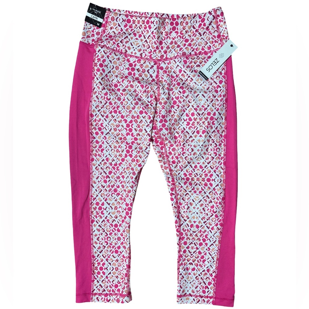 ZELOS Performance Pink and White Capri Leggings